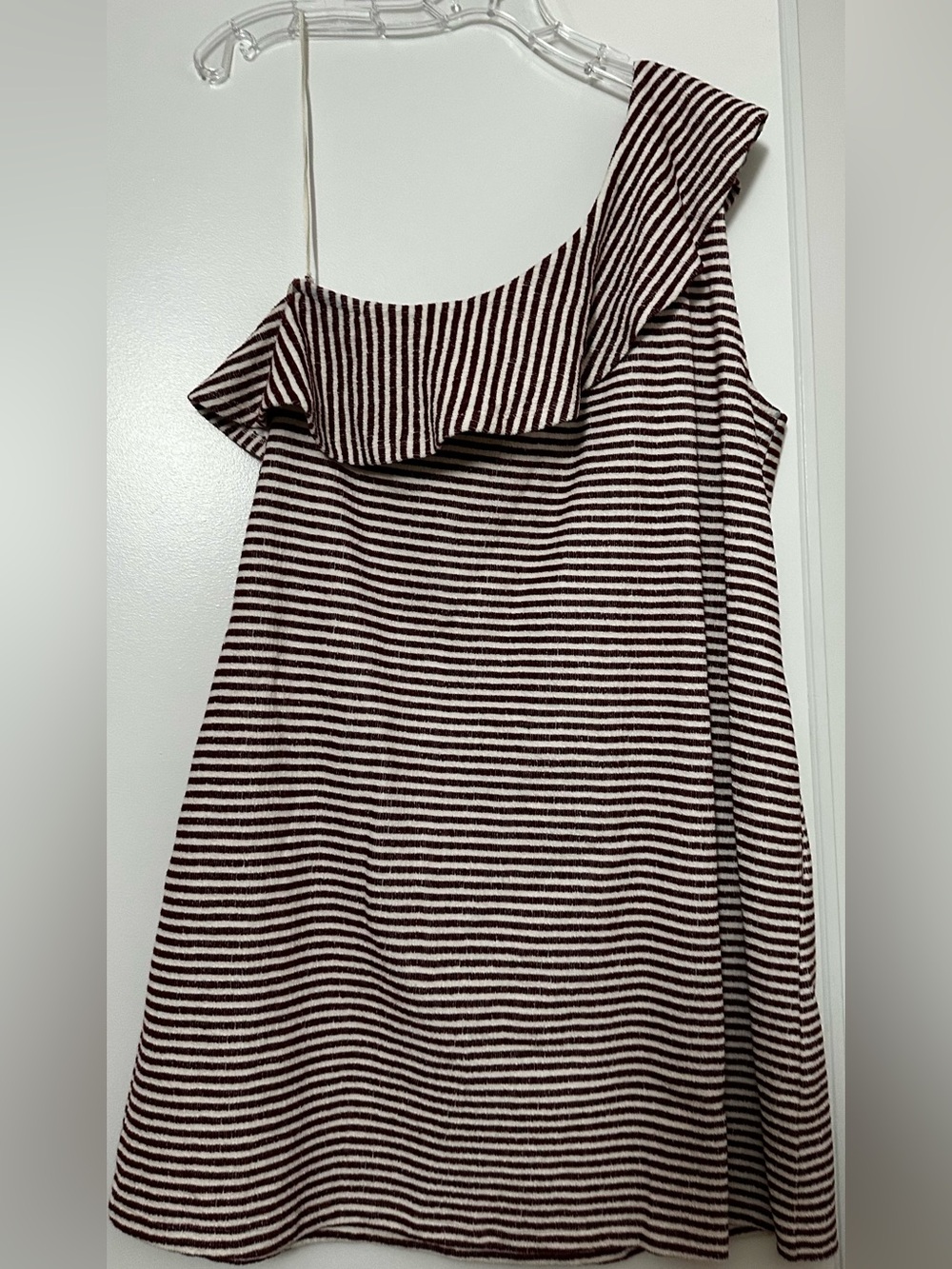 LOFT Striped Top in Cream and Burgundy